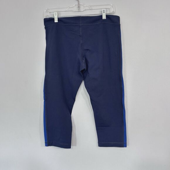 Lululemon Run Pace Crop Capris Workout Leggings 2012-2014 Blue Side Stripe 10 - Picture 2 of 15